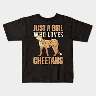 Just A Girl Who Loves Cheetahs African Savanna Zookeeper Kids T-Shirt